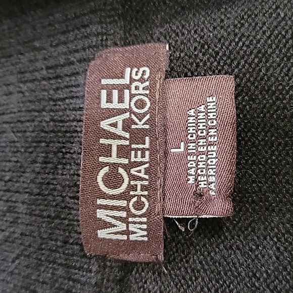 Michael Kors Size L Black Zip Front Cardigan Sweater, Wool Blend, EUC - Picture 10 of 11
